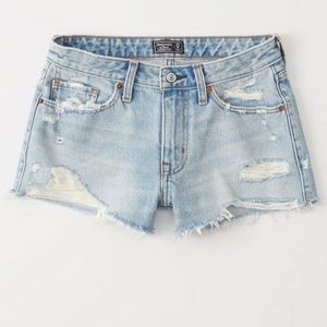 Abercrombie low rise distressed jean shorts